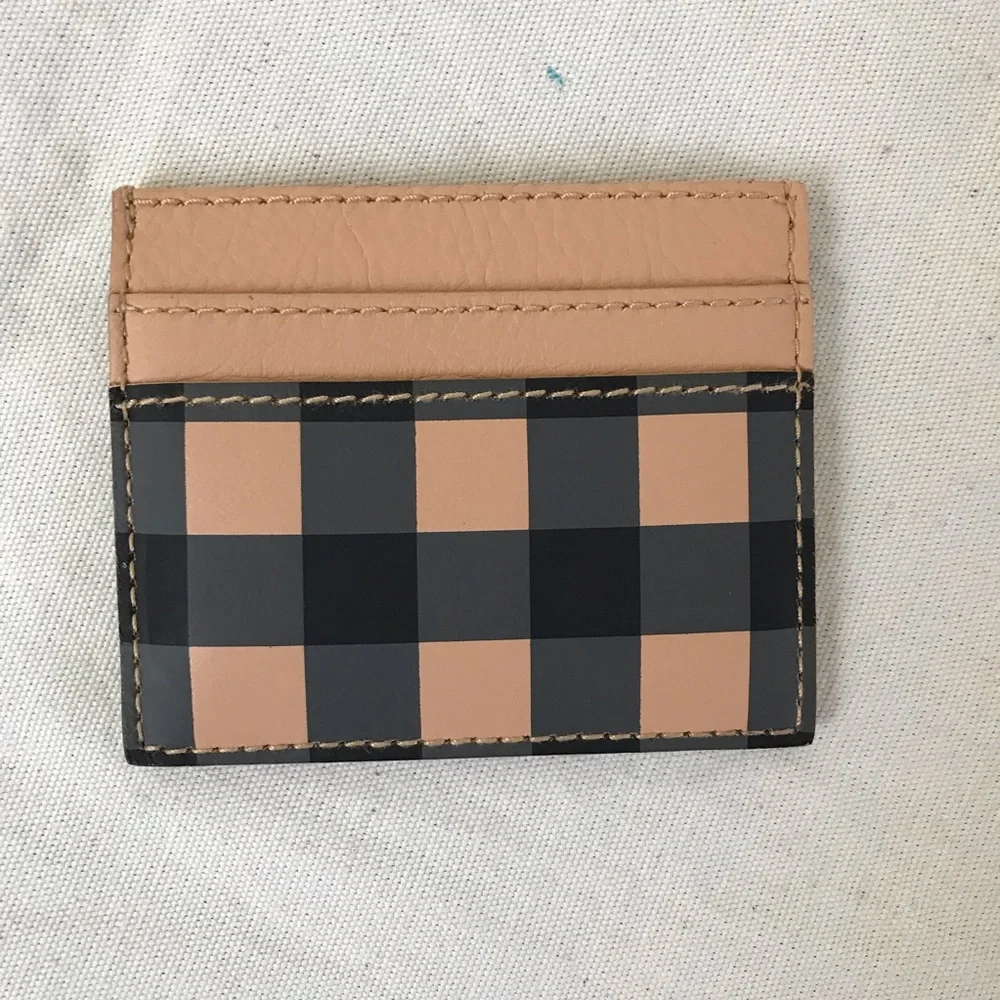 NWT Madewell  THE LEATHER CARD CASE: GINGHAM EDITION